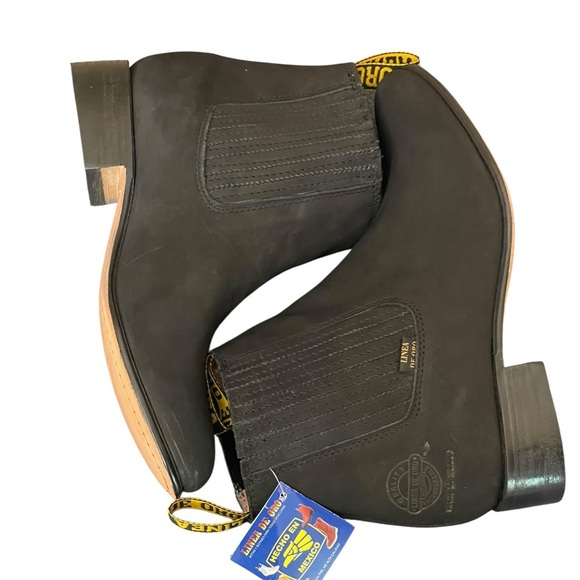 Linea De Oro Botin Tacon, Oil Leather/suede/piel Graso (black/negra)size 8 men - Picture 9 of 15